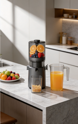Licuadora Fresh Smart HJ303 Extra Ancha de Extracción Lenta – Por el amor al jugo fresco con conducto de 155 mm, tolva de 2400 ml, prensado en frío de 200 W y autolimpieza