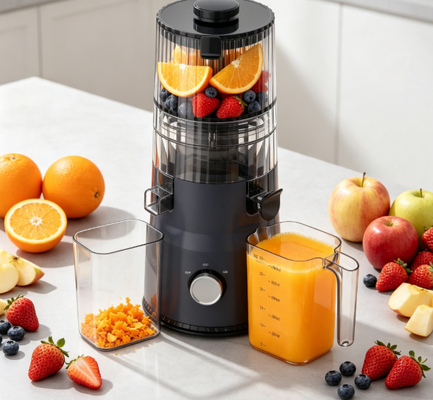 Exprimidor Lento Compacto HJ103A Smart Fresh – Ilumina tu Cocina, Ilumina el Día de tu Familia con 4 Opciones de Color, Conducto Ancho de 135 mm, Prensado en Frío de 200 W y Autolimpieza