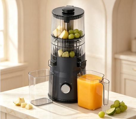 Exprimidor compacto de masticación lenta Smart HJ103A de Fresh – Gran sabor, tamaño reducido, color vibrante con 4 opciones de color, canaleta ancha de 135 mm, prensado en frío de 200 W y autolimpieza