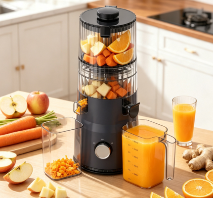 Extractor de Jugos Compacto HJ103 Smart HJ103 de Prensado Lento – Nutrición Real para Cocinas Reales con Boquilla Ancha de 135 mm, Prensado en Frío de 200 W y Autolimpieza