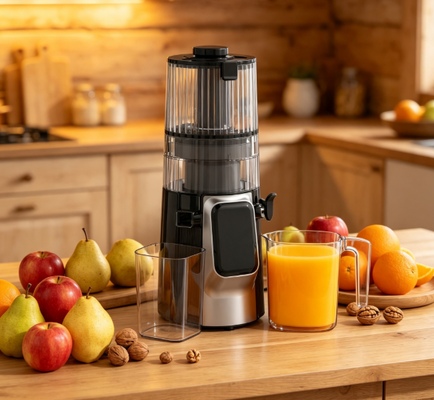 Licuadora Lenta Inteligente Fresh HJ102D Todo en Uno – 6 Modos para Jugo, Batido, Sorbete y Leche de Nueces, Boquilla Ancha de 135 mm, Prensado en Frío de 200 W y Autolimpieza