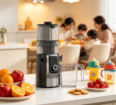 Fresco Smart HJ102C Exprimidor de masticación lenta El exprimidor que hace que una vida saludable sea agradable con 3 velocidades ajustables, calavera ancha de 135 mm, prensa en frío de 200W y autolimpieza