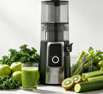Fresco Smart HJ102C Exprimidor de masticación lenta El exprimidor que te ayuda a redescubrir el verdadero sabor con 3 velocidades ajustables, salpicadero de 135 mm de ancho, prensa en frío de 200W y autolimpieza