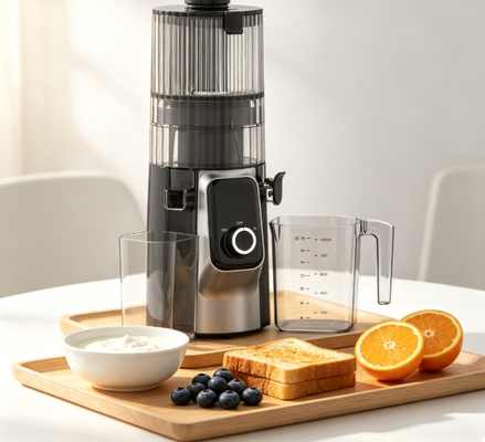 Extractor de Jugo Lento HJ102C Smart HJ102C – El Extractor de Jugo que te da el jugo que mereces con 3 velocidades ajustables, boca ancha de 135 mm, prensado en frío de 200 W y autolimpieza