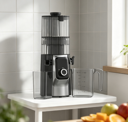 Fresco Smart HJ102C Exprimidor de masticación lenta   El exprimidor que te lleva de la mañana a la noche con 3 velocidades ajustables, salpicadero de 135 mm de ancho, prensa en frío de 200W y autolimpieza