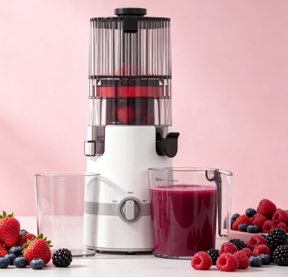 Fresco Smart HJ102B Exprimidor de masticación lenta La elección saludable que su familia amará con una caída de 135 mm, prensa en frío de 200 W, autolimpieza y sistema de bloqueo de seguridad