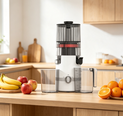 Licuadora de Extracción Lenta HJ102B Inteligente y Fresca – Jugo Fresco, Comienzo Fresco, Salud Familiar Fresca con Tubo de 135mm, Prensado en Frío de 200W, Autolimpieza y Bloqueo de Seguridad