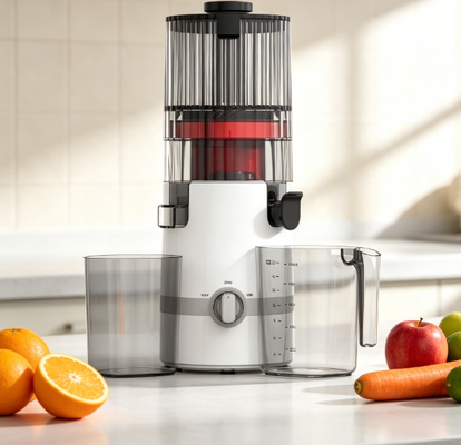 Licuadora Lenta Inteligente HJ102B Fresh – La Licuadora Familiar Que Te Ahorra Tiempo y Dinero con Tubo de 135 mm, Prensado en Frío de 200 W, Autolimpieza y Bloqueo de Seguridad