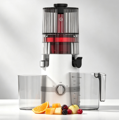 Fresco Smart HJ102B Exprimidor de masticación lenta La adición más inteligente a su cocina con calavera de 135 mm, prensa en frío de 200 W, autolimpieza y cerradura de seguridad para familias