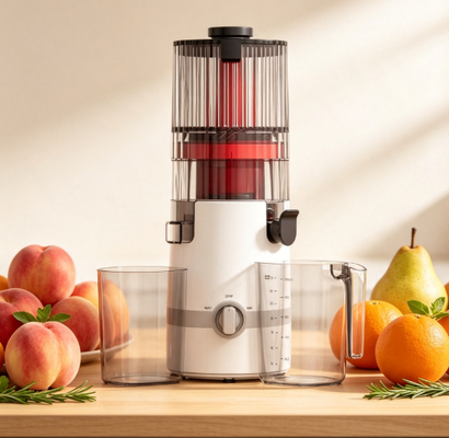 Fresco Smart HJ102B Exprimidor de masticación lenta El primer paso de su familia hacia una mejor salud con una calavera de 135 mm, prensa en frío de 200 W, autolimpieza y bloqueo de seguridad confiable