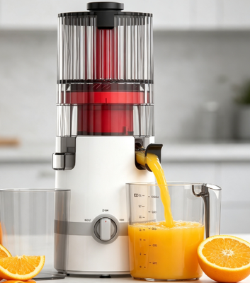 Fresco Smart HJ102B Slow Masticating Juicer La forma inteligente de masticar jugo fresco con chute de 135 mm, prensa en frío de 200W, autolimpieza y bloqueo familiar seguro