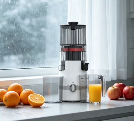 Fresco Smart HJ102B Exprimidor de masticación lenta Comience su día de una manera saludable con una chuleta de 135 mm, prensa en frío de 200 W, autolimpieza y bloqueo de seguridad a prueba de familia