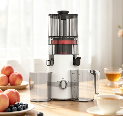 Licuadora de Extracción Lenta Inteligente Fresh HJ102B – La Opción Inteligente para el Bienestar Familiar con Tecnología SafetyLock, Boca Ancha de 135 mm, Prensado en Frío de 200W y Autolimpieza