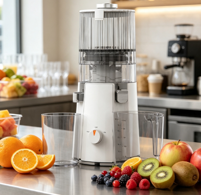 Extractor de jugo lento Smart HJ102A Fresh – Extractor de prensado en frío que conserva nutrientes con conducto para frutas enteras de 135 mm, autolimpieza y doble voltaje para uso global