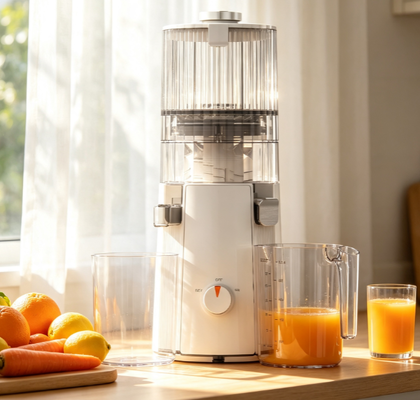 Fresco Smart HJ102A Exprimidor de masticación lenta   El café de la mañana alternativa que realmente te despierta, 55 RPM Prensa en frío con 135 mm de frutas enteras y autolimpieza