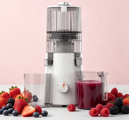 Licuadora de Extracción Lenta Inteligente Fresh HJ102A para Salud Digestiva – Extractor de 200W Amigable con el Intestino con Boquilla Ancha de 135 mm, Tecnología de Prensado en Frío de 55 RPM para Nutrición Natural Rica en Enzimas