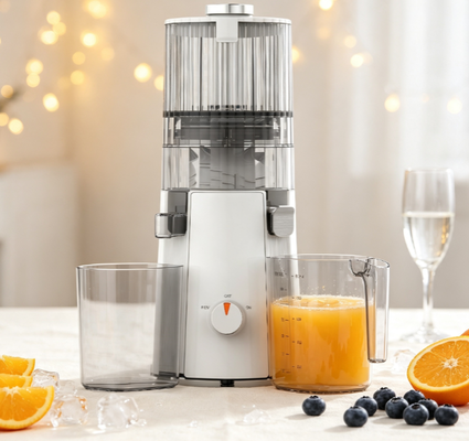 Licuadora Lenta HJ102A Minimalista Compacta Inteligente Fresh – Extractor de 200W que Ahorra Espacio con Conducto Ancho de 135 mm, Tecnología de Prensado en Frío de 55 RPM para Cocinas Pequeñas, Apartamentos y Hogares Diminutos