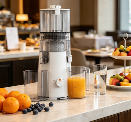 Fresco Smart HJ102A Exprimidor de masticación lenta para bebés y familias   BPA Extractor de nutrición libre de 135 mm de cañón ancho, tecnología de prensa en frío de 55 RPM para alimentos puros para bebés y jugos familiares saludables