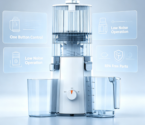 HJ102A Exprimidor Lento Clásico con Masticación – Conducto Ancho de 135 mm, Motor de 200 W, Vaso de Jugo de 1000 ml, Libre de BPA